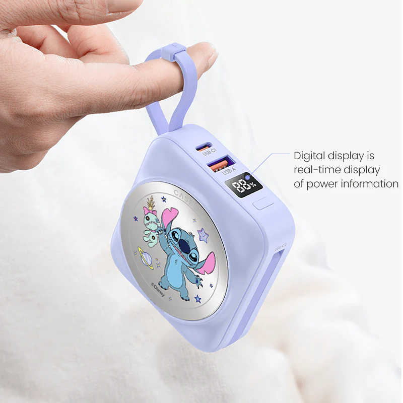 Disney Stitch Power Bank With Build-in 2 Cables - Image 3